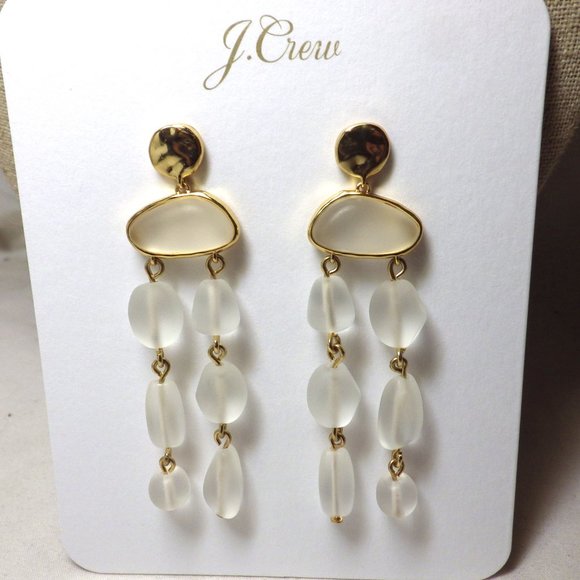 J. Crew Earrings/ Sea Glass/ Statement/ Drop/ Pierced - Picture 3 of 4